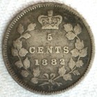 1882 H Canada Silver Five Cents Coin 5c Canadian Fine Circulated Victoria Ruler