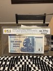 Authentic 2008 Zimbabwe 100 Trillion Dollars  P-91  Pcgs 66 Ppq Gem Unc