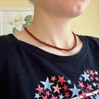 Red Jasper Bead 4mm Necklace - Sterling Silver Dainty Handmade Chocker