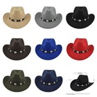 Western Cowboy  Cowgirl Hat  Silver Strap  Men Women Retro Wide Brim  Adjustable