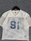 Vintage Russell Athletic Sport Boys White Mesh Jersey Size Youth Xl 90s  91 Crop