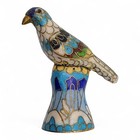 Vintage Lot Brass Enameled Cloisonne Mini Green Egg   Blue Bird Thimble Set