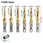 6pcs Combination Drill Tap Bit Set 6-32nc To 1 4-20nc Ti-coated Screw Drill Bit