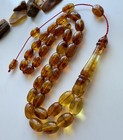 Natural Baltic Amber 17g  Islamic Prayer Rosary 33 Barrel Beads Tasbih Misbaha