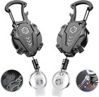 2pack Heavy Duty Retractable Keychain  Tactical Id Badge Holder Reel Carabiner