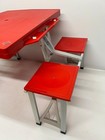 Vtg Red Plastic Folding Suitcase Camping Portable Picnic Table   Chairs Seats