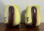 Set Of 2 Vintage Royal Copley Mcm Harmony Lime Green Oak Leaf Planter Vases Vgc