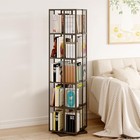 Square Rotating Bookshelf Tower - 360 Spinning Display Corner 5-tier Black