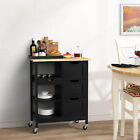 3 Tier Kitchen Microwave Cart On Wheels Coffee Bakers Rack Utility Rolling Shelf