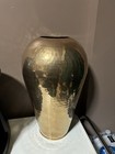 Vintage 16 5    Tall Hammered Brass Vase Imported From India Mid-century Classic