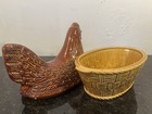 Vintage Beswick 2306 Brown Hen Chicken Nest Ceramic Egg Basket Dish 