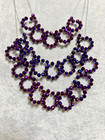 Three Layers Sparkle Purple Faceted Glass Bead Necklace Earring Set