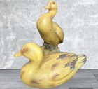 Duck Decoys Wood Hand Carved By Mann Set Of 2 Vintage
