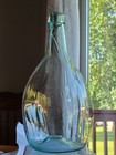 Large Crude Aqua 10 1 2  Blown American Flatten Globular Chestnut Flask Bottle