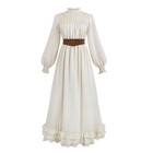  Victorian Dress Women 1800s Edwardian Costume Long Sleeve Medium Off-white
