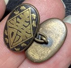 Antique 1800   s Asian Symbol Stamped Ornate Designed Cufflink