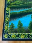 Vintage Tapestry Fabric Wall Hanging 60s Retro Mountain Lake Forest Home Decor