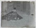 Antique Glass Plate Photo Negative - Young Girl Playing In A Sand Pile