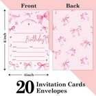 20 Pink Bow Birthday Invites Party Invitation Cards For Girls Kids Adults Par   