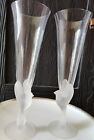 Set Of 2 Elegant Sasaki Wings Frosted Dove Birds Champagne Flutes Wedding Toast 