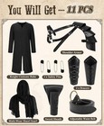 Medieval Knight Costume Set 11pcs Black Viking Larp Outfit For Renaissance Faire