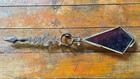 Vintage Kite Tail Weather Vane Lightning Rod Arrow With Wine Colored Glass 19   