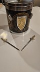 Rare Medieval Black Gold Silver Ice Bucket W  Lid Handle   2 Sword Picks