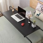 Black Adjustable Height Overbed Table Rolling Bed Desk  Metal Rectangle