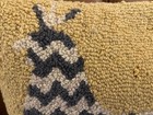 Hooked Wool Chicken Pillow Yellow Gray And White 18  Square