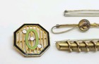 Vintage Lot Of 6 Antique Rhinestone Enamel Gold Filled Mop Brooch Brooches Pins