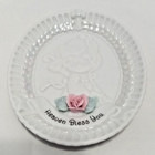 Vtg Precious Moments  Small 3d Pink Rose Christening Baptism Ovalplaque Keepsake