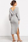 Gray Wrap-tied Long Sleeve Bodycon Sweater Dress Size Large