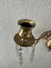 Vtg Brass Wall Candelabra 3 Arm Sconce Crystals Candle Holder 11x9 Qty 2 Read
