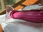Vintage Andrew Magdanz Signed Pink Blown Art Glass Fish Sculpture 1995