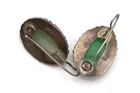 Antique Shanghai Art Nouveau Earrings  Silver And Jade Dangles  Rare Jewelry