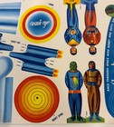 1959 Sparton Tv Space Race Berger-amour Toi-mobile Uncut Paper Toy Display  