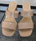 Kelly   Katie Beige Patent Leather Mule Open Toe Slip On Strappy Us 6 5