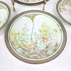 Antique Rs Germany Porcelain Serving Platter And Plates Hand Painted 18 Ct Gold