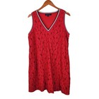 Tommy Hilfiger Lace Dress Size Large Red Lined Evening Event Below Knee Floral