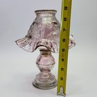 Vintage Pink Cabbage Dusty Rose Glass Fairy Votive Candle Lamp Light Complete