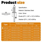 130pcs 1 8  X 1 2  Stainless Steel Pop Rivets With Stainless Steel Washers 3