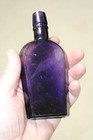 Antique Coffin Whiskey Flask  Purple Bottle 6  