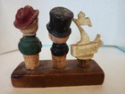 Vintage Italian Laurel   Hardy seagram 7 Stoppers W  Wood Base  c  1940s   1950s 