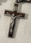 Vintage Catholic Rosary Gray Swirl Beads Wood   Metal Crucifix Religious
