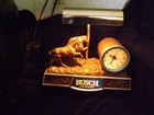 Vintage 1984 Busch Beer Lighted Clock Sign Western Horses Cash Register Topper