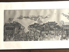 Vintage Asian Town Village Wall Decor Paper Fabric Scroll Large 67x12   