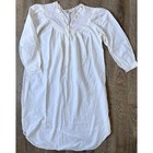 Vintage Nicole Nightgown Nightshirt White Cotton Size S m Pink Embroidery 1980 s