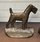 Vintage Bronze Brass Airedale Terrier Dog Book Ends