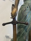 65    Bronze Lady Of Justice Statue  Sculpture Teal Patina     