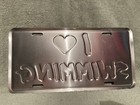 Rare    i Love Swimming           Booster License Plate Front Tag Black Sport